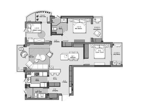 三室一厅 样板间大平层 最新全套施工图设计cad施工图