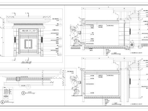 中式小院入口将军门廊架CAD施工图cad施工图