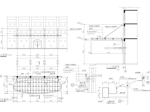 钢结构棚 玻璃雨棚雨篷cad施工图cad施工图