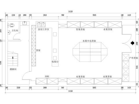 水果店 平面图 专卖店cad施工图