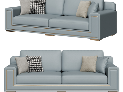  现代简约双人沙发 双人沙发 简约沙发 客厅沙发 蓝色沙发 抱3d模型 