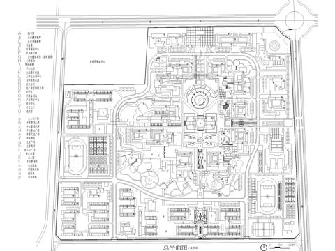 校园景观 大学学校校区规划 总平面图cad施工图