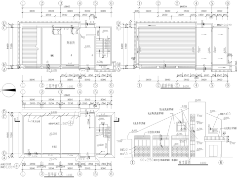 二层财政所办公楼建筑cad施工图