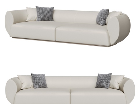  现代简约双人沙发 双人沙发 简约沙发 客厅沙发 抱枕3d模型 