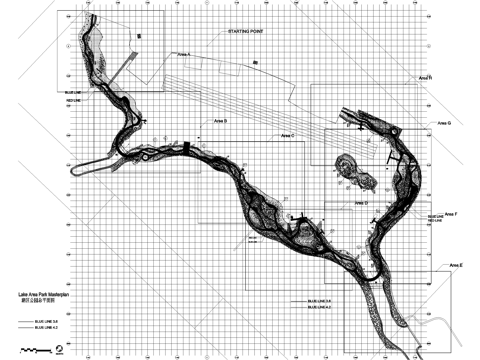 滨水公园湖区规划总平面图cad施工图