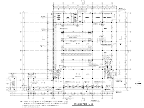 药品工业厂房仓库建筑CAD施工图cad施工图