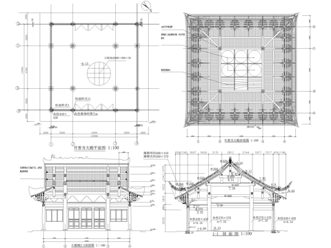 寺庙 大雄殿测绘图 古建筑维修保护cad施工图
