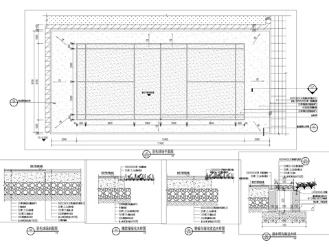 羽毛球场平面及详图CAD施工图集cad施工图