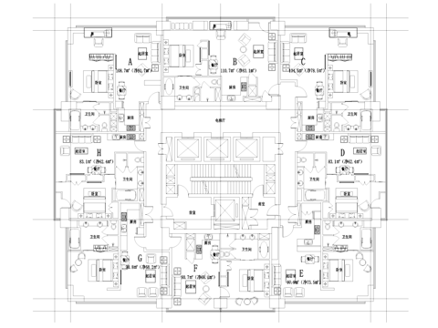 小户型mini公寓建筑平面CAD施工图cad施工图