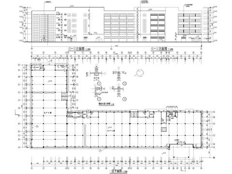 五层生产办公大楼厂房车间工业建筑cad施工图