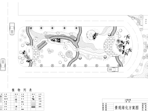小游园景观植物绿化配置平面CADcad施工图