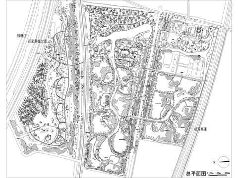 农业高科技示范园规划总平面图 景观别墅乡村农庄cad施工图
