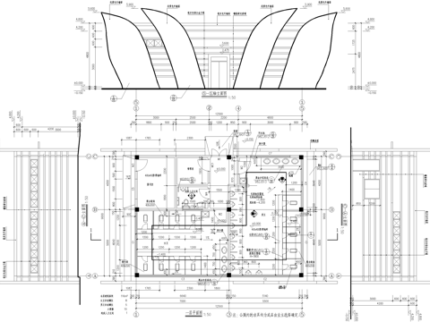 单层公共厕所建筑 卫生间洗手间 报刊管理室cad施工图