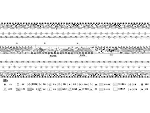 道路绿化 植物种植配置平面cad施工图