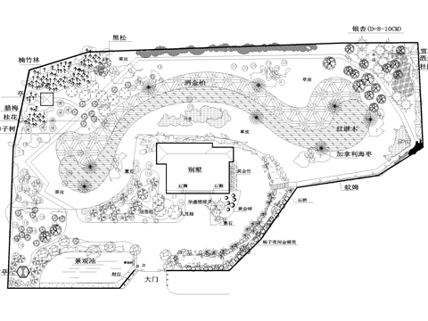 庭院 植物绿化平面图cad施工图