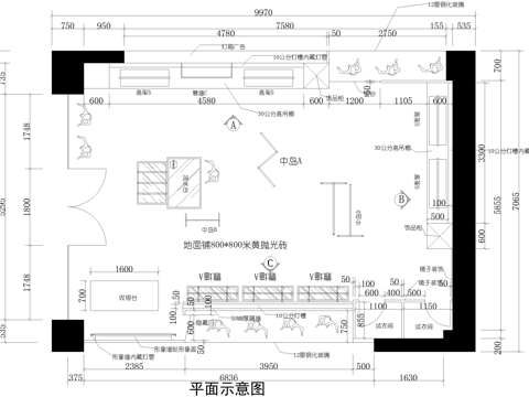 服装店 服饰店cad施工图