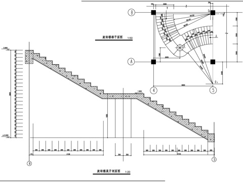 旋转楼梯CAD施工图全套cad施工图