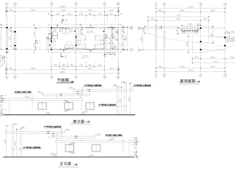 工业厂区门卫室传达室保安房建筑CAD施工图cad施工图
