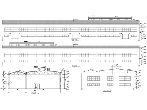 丙类连跨车间厂房工业建筑CAD施工图cad施工图