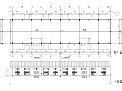 单层车间厂房工业建筑CAD施工图cad施工图