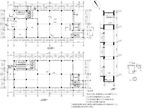 四层丙类生产厂房车间工业建筑CAD施工图cad施工图
