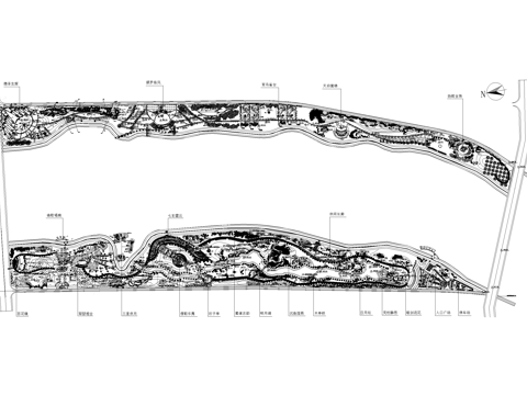 滨水公园 规划景观总平面图 植物种植绿化配置 河道码头广场cad施工图
