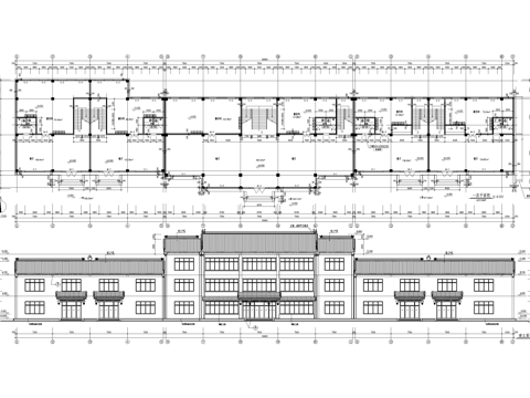 仿古建筑 三层餐厅饭店 餐饮建筑框架结构cad施工图