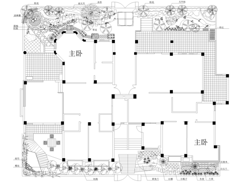 庭院 植物绿化平面图cad施工图