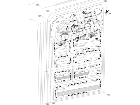 厂房工业园区产业园景观规划平面图cad施工图