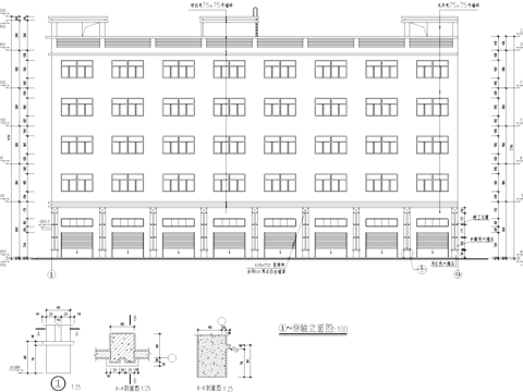 五层丙类框架结构厂房车间工业建筑CAD施工图cad施工图