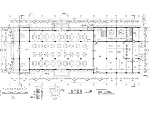 二层职工餐厅建筑 员工餐厅食堂cad施工图