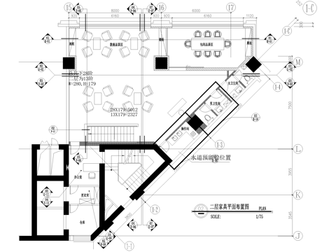 茶馆 二层茶室茶吧会所 平面系统图 茶楼cad施工图