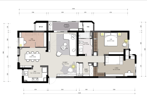 三室一厅样板间大平层  最新全套施工图设计cad施工图