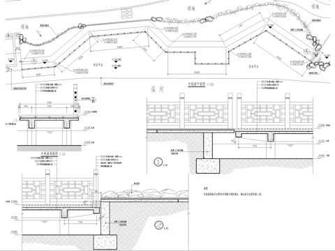 水上木栈道木栈桥 结构图cad施工图
