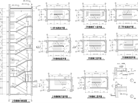 双跑楼梯节点cad施工图