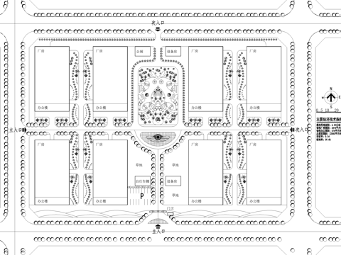 厂房工业园区产业园景观规划平面图cad施工图