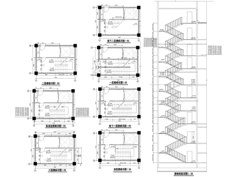 双跑楼梯节点cad施工图