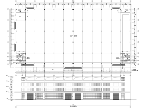 三层生产车间厂房工业建筑cad施工图