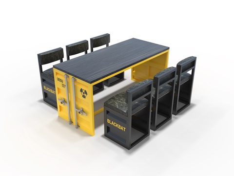  工业风桌椅组合3d模型 