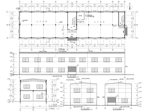 二层塑料生产车间厂房排架结构工业建筑cad施工图