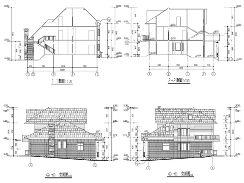 万安秀水山庄欧式别墅建筑CAD施工图cad施工图