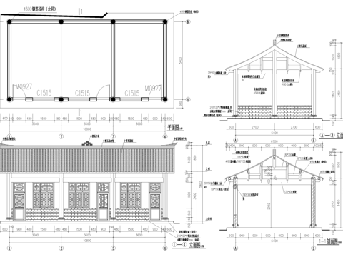 仿古建筑 服务用房 川东北民居风格 砖木结构cad施工图