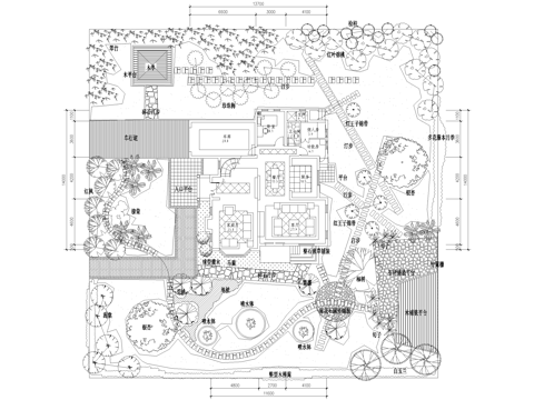庭院 植物绿化平面图cad施工图