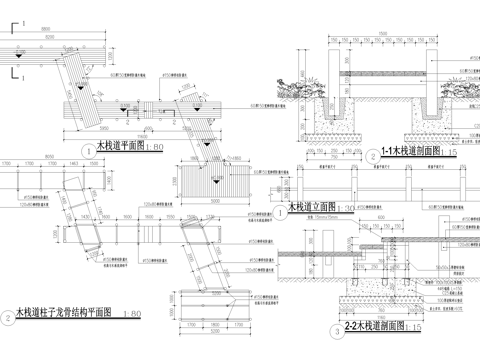木栈道cad施工图