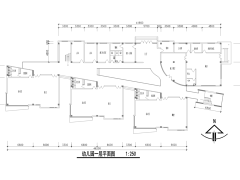 幼儿园建筑 平面图 二层托儿所cad施工图