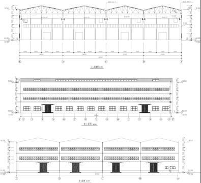 单层钢筋混凝土排架厂房车间工业建筑CAD施工图集cad施工图