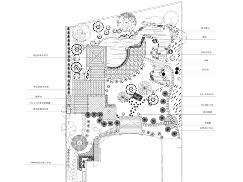 别墅庭院景观平面图cad施工图