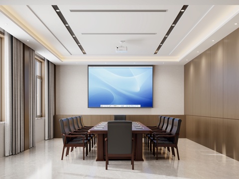  机关会议室3d模型 