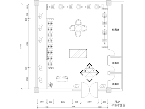 服装店 服饰店 专卖店cad施工图