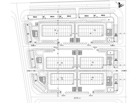 厂房工业园区产业园景观规划平面图cad施工图
